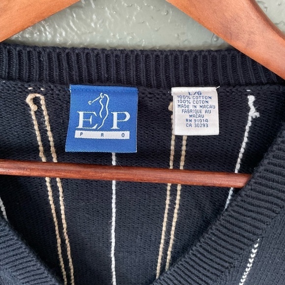 EP Pro Navy Trim Button Down Retro Golf Cardigan Large - Picture 4 of 6